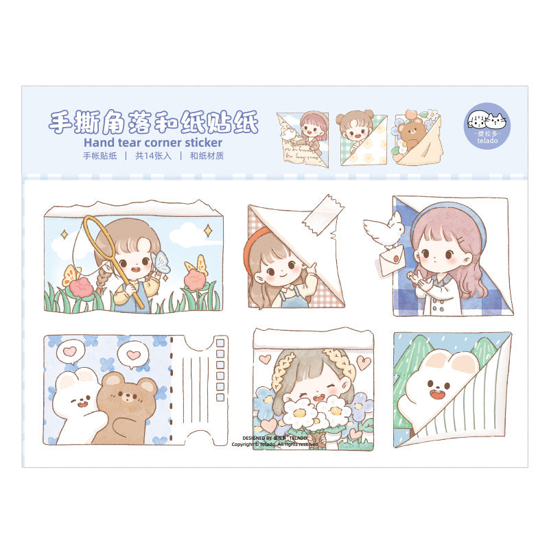 Cute cartoon girl handbook stickers 14pcs/lot #s9538