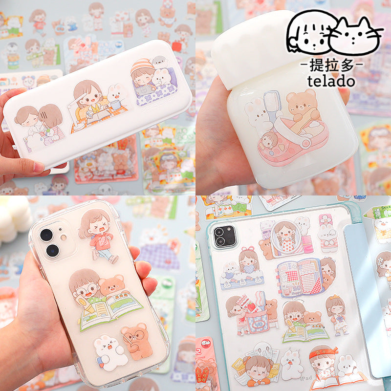 PET waterproof cute girl hand account sticker #S7156
