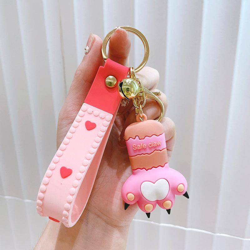 Cartoon cute three-dimensional cat claw silicone keychain #K5896