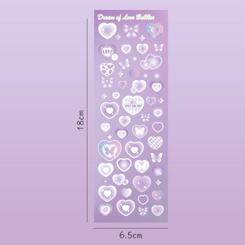 Laser Girls' Heart Bubble DIY Sticker #S6652
