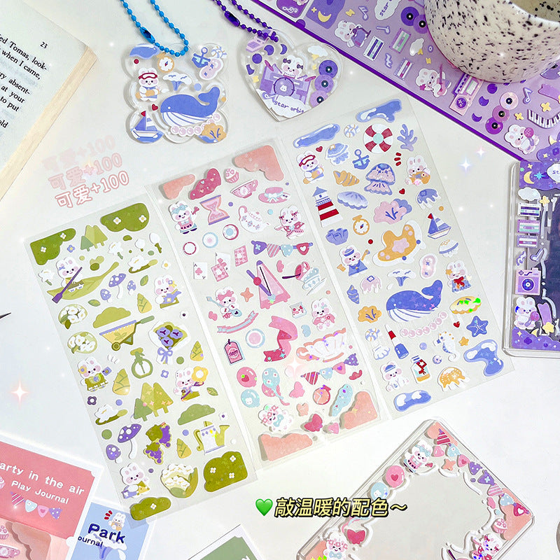 Cartoon laser card sticker DIY manual account sticker #S6640