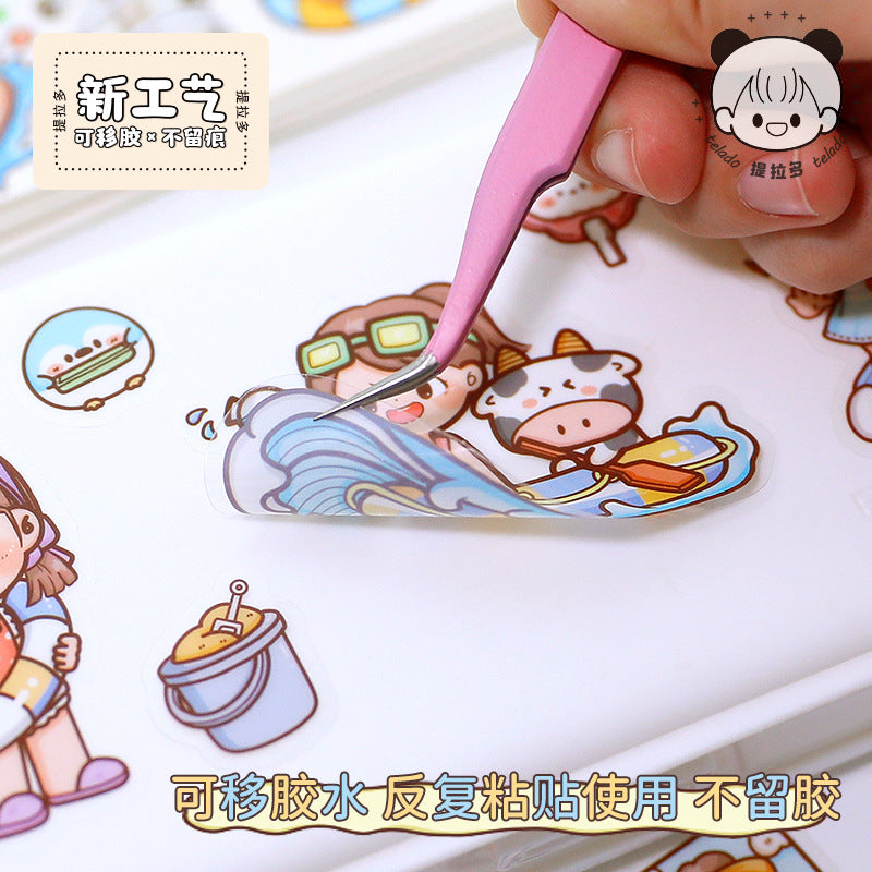 Summer series cute cartoon character hand account decoration sticker #S2110