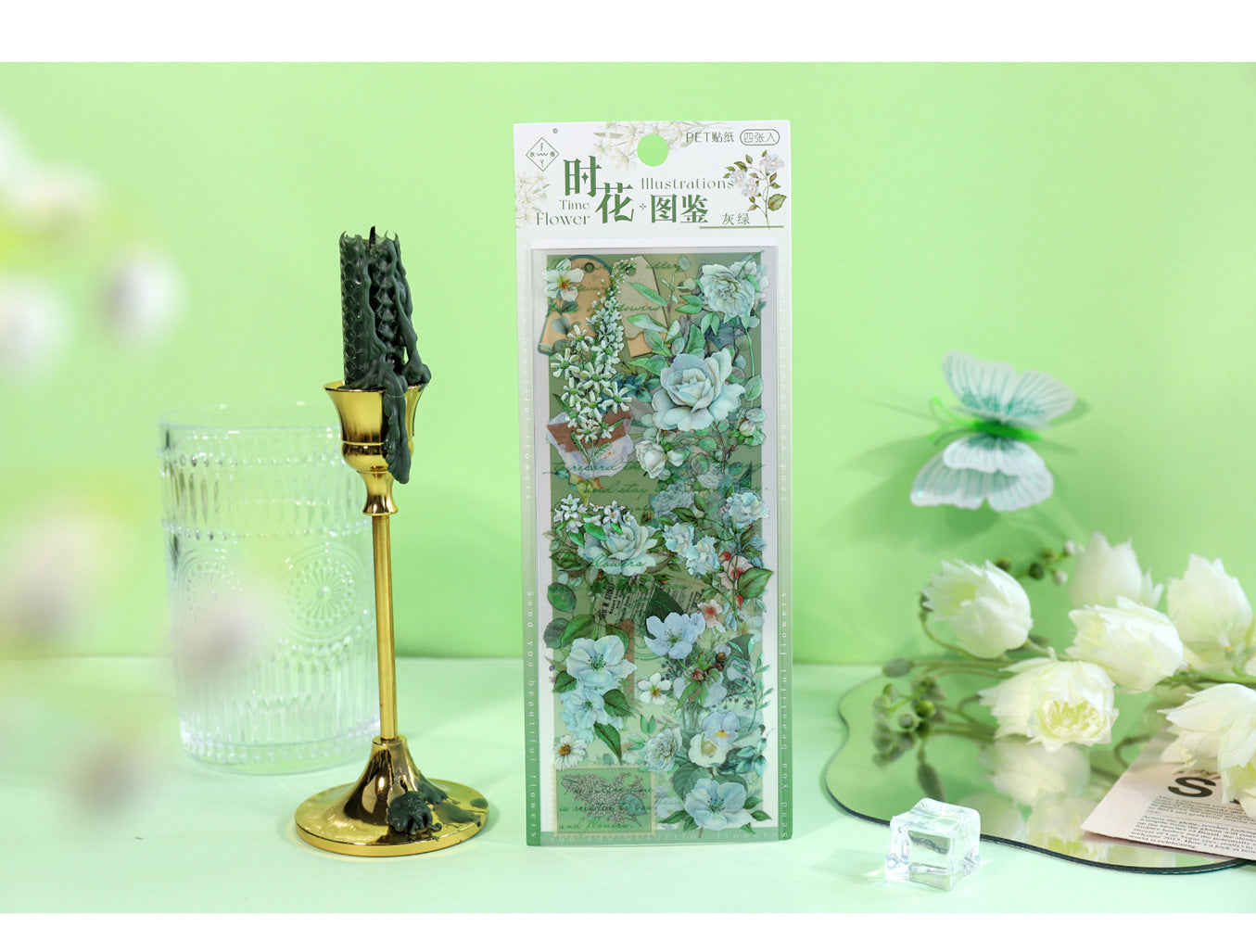 Small fresh plants and flowers hand account material stickers #S5118