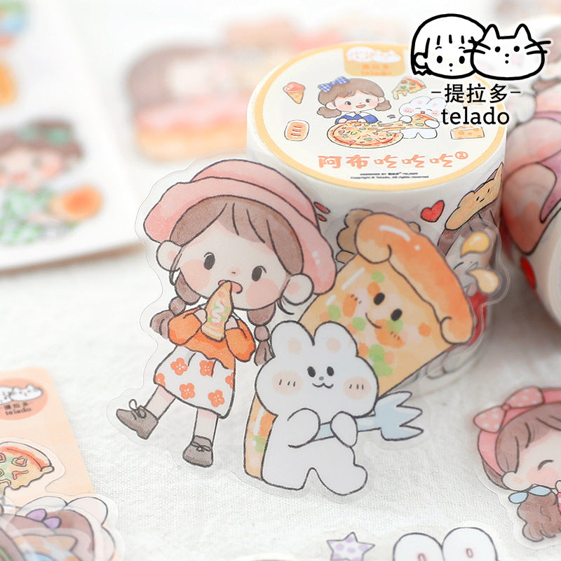 Waterproof cute hand account girl computer water cup sticker 9 girls*3pcs #s8077