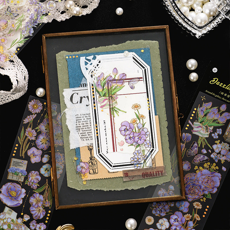 Vintage flower DIY hand account material sticker #S9754