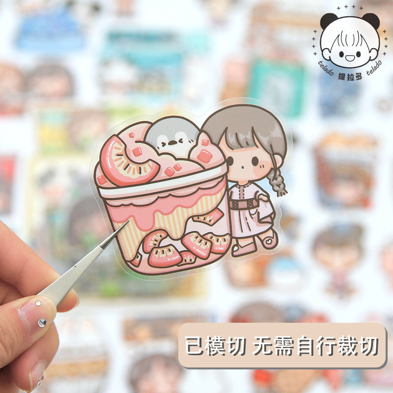 PET waterproof cute girl hand account sticker #S8710