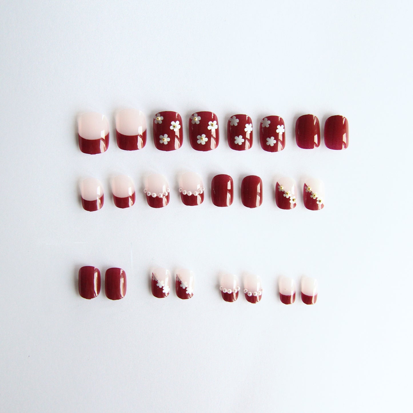 Cherry Flower Pearl Nail Art Removable Nail Patch Nail Art Finished #N3098