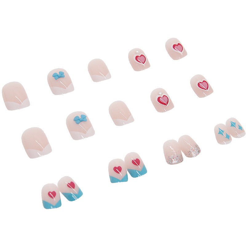 24pcs Nail Art Patches Love Butterfly Detachable Finished Products Fake Nail #N1652
