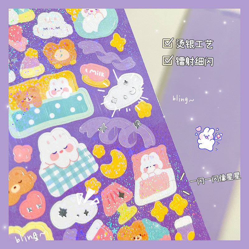 Cartoon hot silver goo card cute laser hand account sticker #S6643