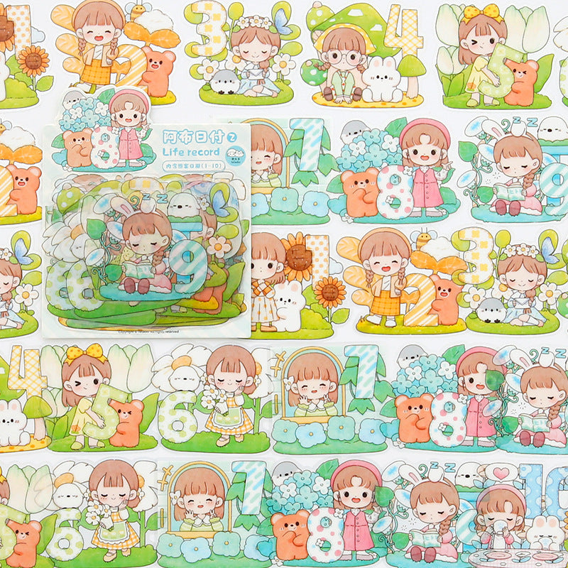 Cute girl water cup cartoon sticker #S7150
