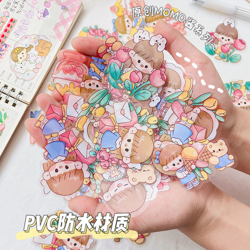Cute girl PET waterproof hand account sticker #S6616