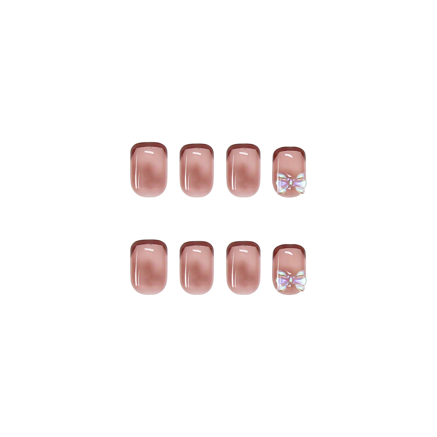 Honey Bean French Red Fake Nails Tips #N3032