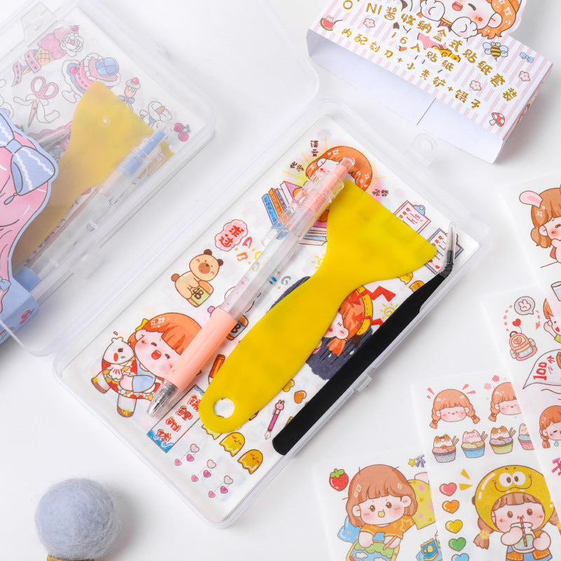 DIY hand account decorative material sticker tweezers storage box set #S0152