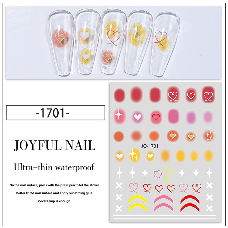 Peach Heart Love Small Pattern Gradient Nail Sticker #s2110
