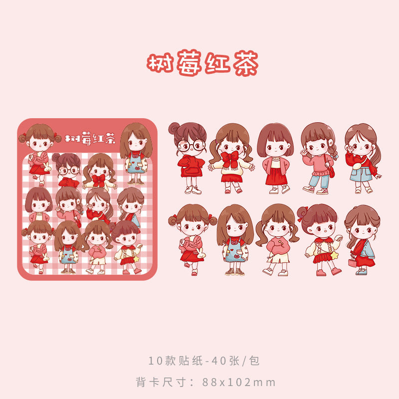 40 Pcs/Lot PET sticker 10 Girls Style cute cartoon waterproof decorative sticker #ST3145