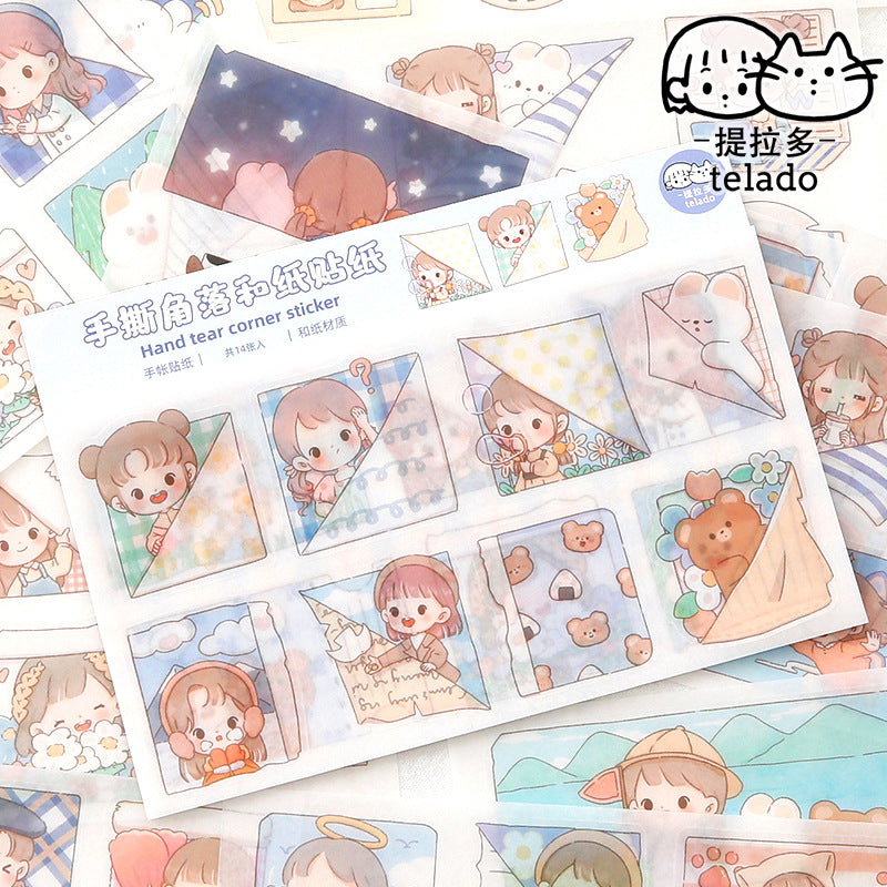 Cute cartoon girl handbook stickers 14pcs/lot #s9538