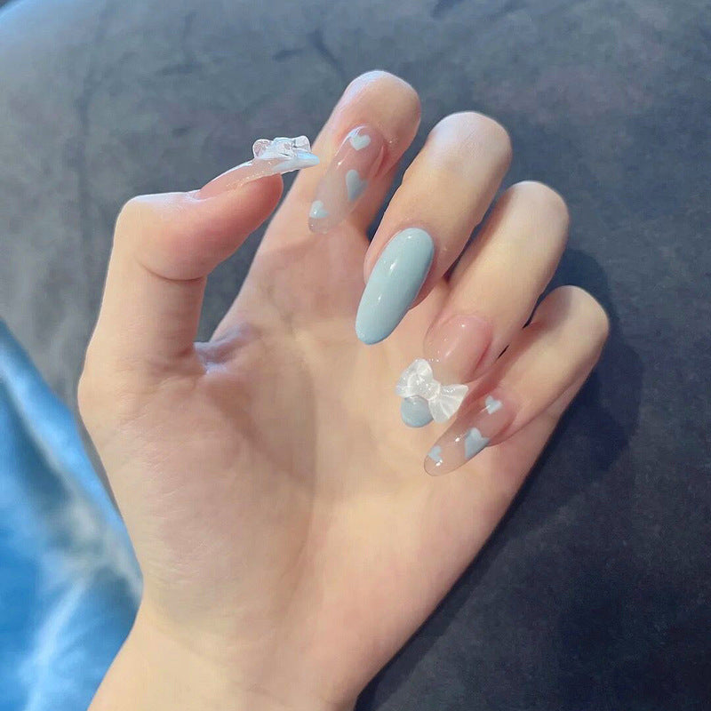 Blue Bow Heart Nail Patch #n7179