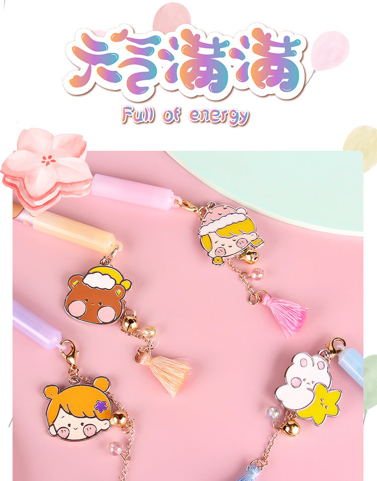 Girl heart pendant pen cute girl super cute tassel pendant gel pen 2pcs#p4970