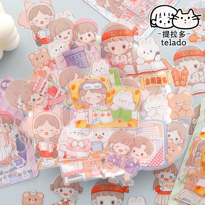 PET waterproof cute girl hand account sticker #S7156