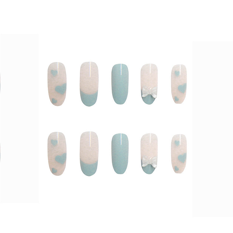 Blue Bow Heart Nail Patch #n7179