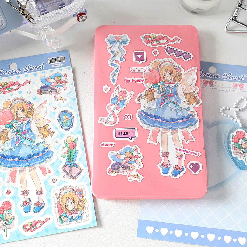 Cartoon sweet cool girl DIY hand account material decoration sticker #S9760