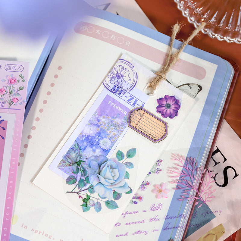 Small fresh plants and flowers hand account material stickers #S5118
