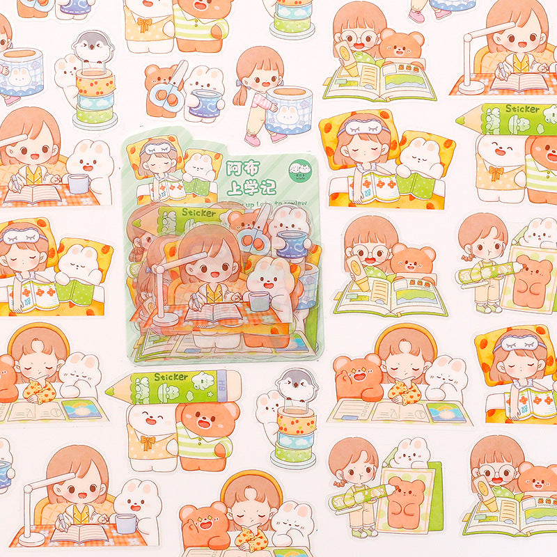 PET waterproof cute girl hand account sticker #S7156