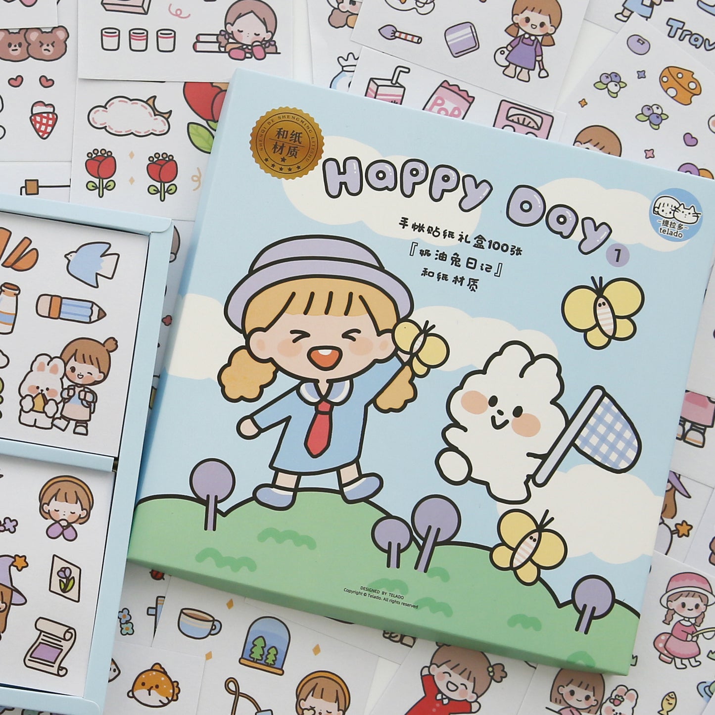 PET waterproof sticker hand account gift box 100pcs/lot #S5718