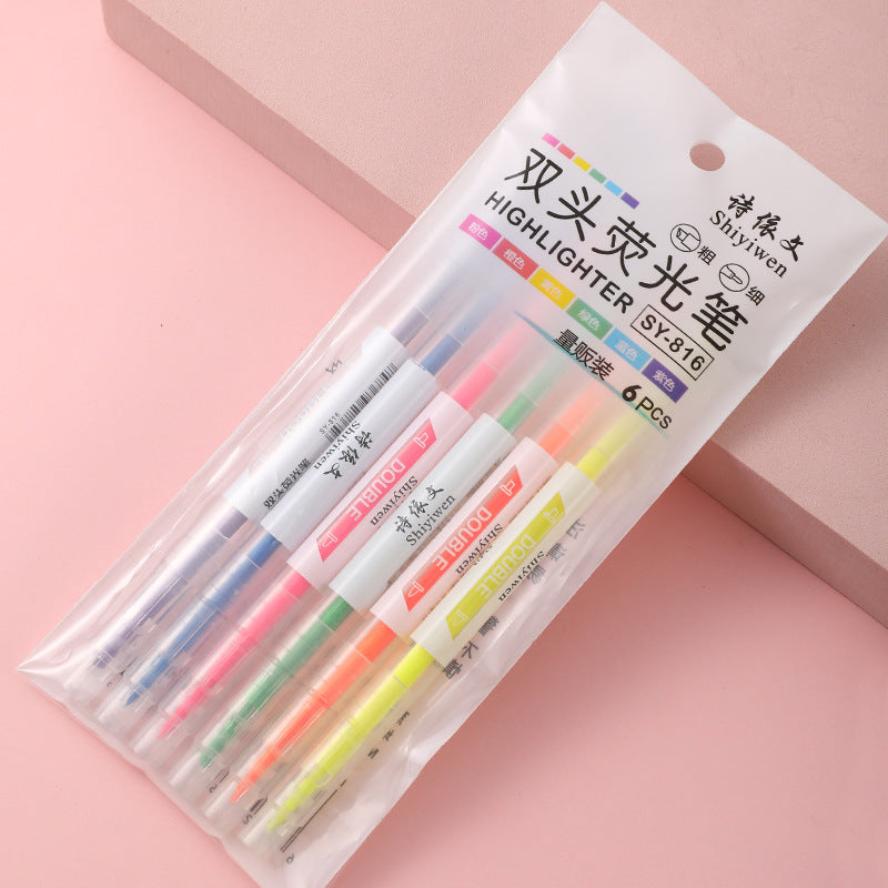 12 Color Syringe Highlighter double pen 6PCS/Lot #Pen12276