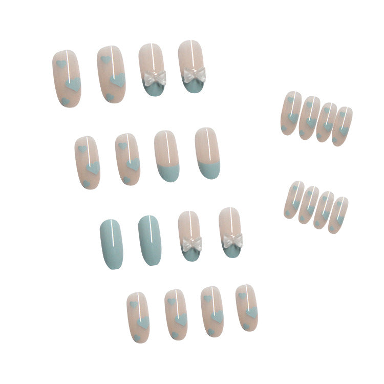 Blue Bow Heart Nail Patch #n7179