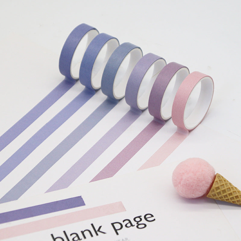 6 Pcs/Box Rainbow Washi Tape 24Color Stickers 1.5cm*2m #WT5386