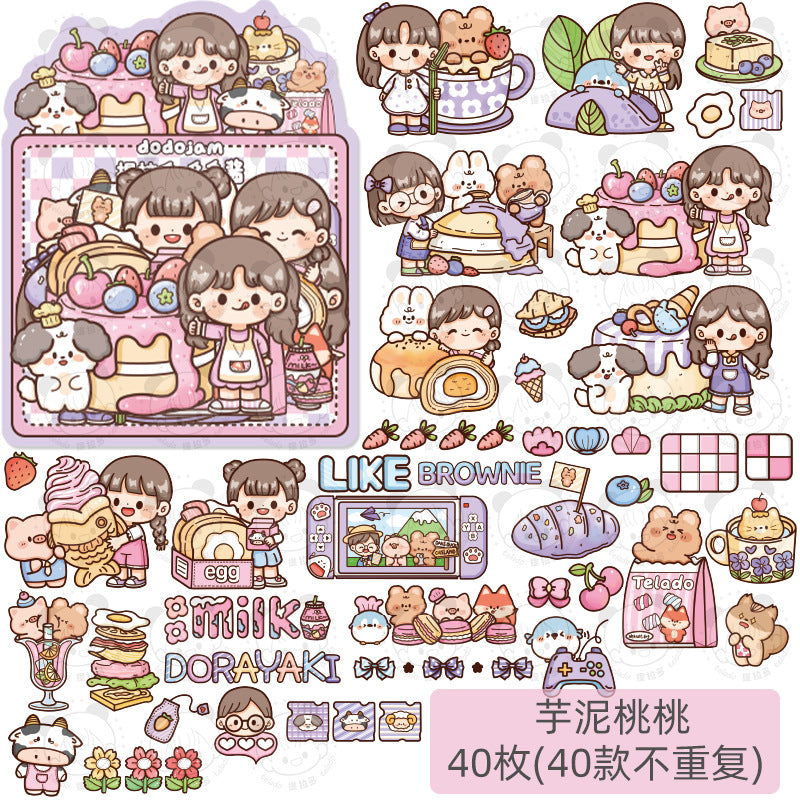 Colorful dessert series cute cartoon character DIY hand account stickers#S2112