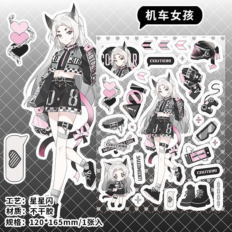 Cartoon sweet cool girl DIY hand account material decoration sticker #S9760