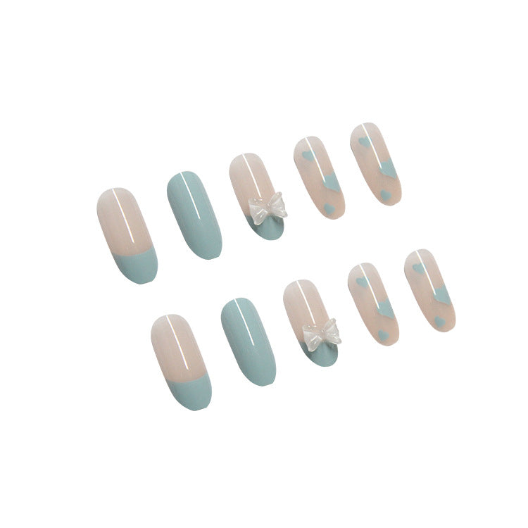 Blue Bow Heart Nail Patch #n7179