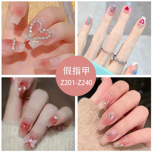 Gradient Love Bear Fake Nails Wearable Nail Patch #N1930