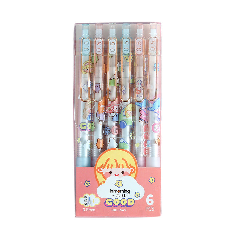 Girls Press Gel Pens 6 pcs/lot #p3528