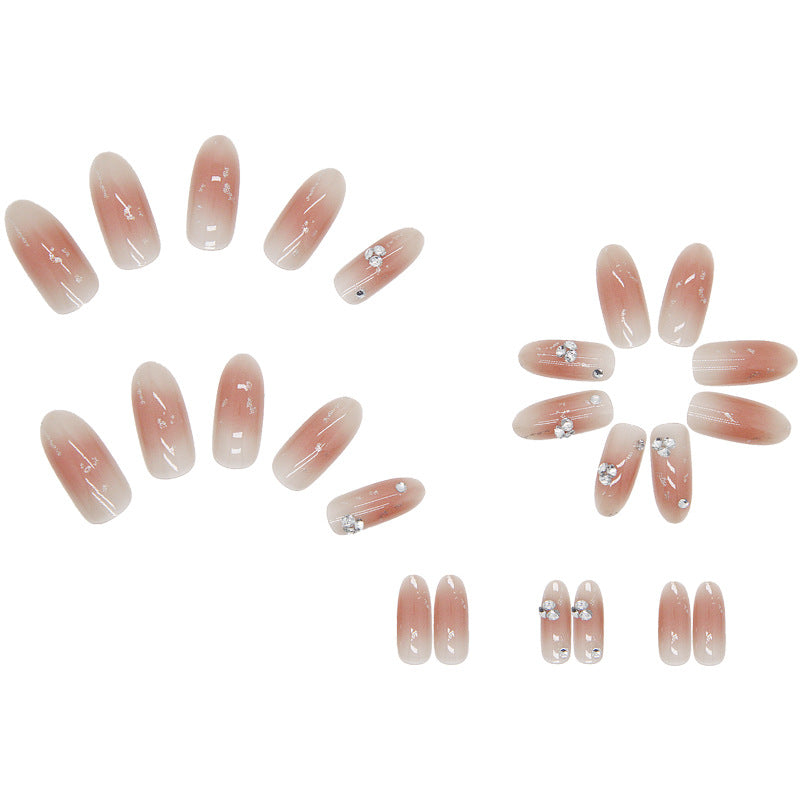 Wearable Long Pink Star Diamond Nail Patch #N1889
