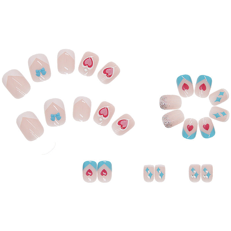 24pcs Nail Art Patches Love Butterfly Detachable Finished Products Fake Nail #N1652
