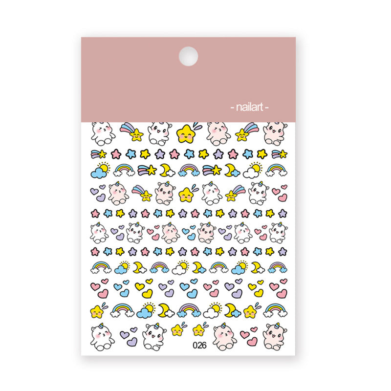 Cartoon Bear Rabbit Black White Plaid Nail Stickers #NA3566