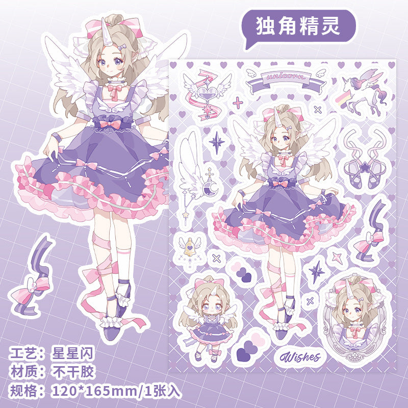 Cartoon sweet cool girl DIY hand account material decoration sticker #S9760