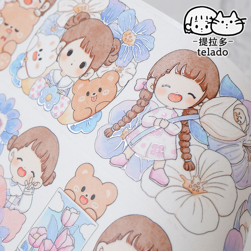 Cute Flower Girl Eco-Friendly Ink Pocket Sticker 160CM #S4212
