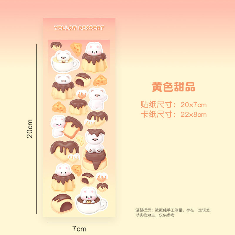 Laser 3D stereo card sticker Cute bear hand account sticker #S6646