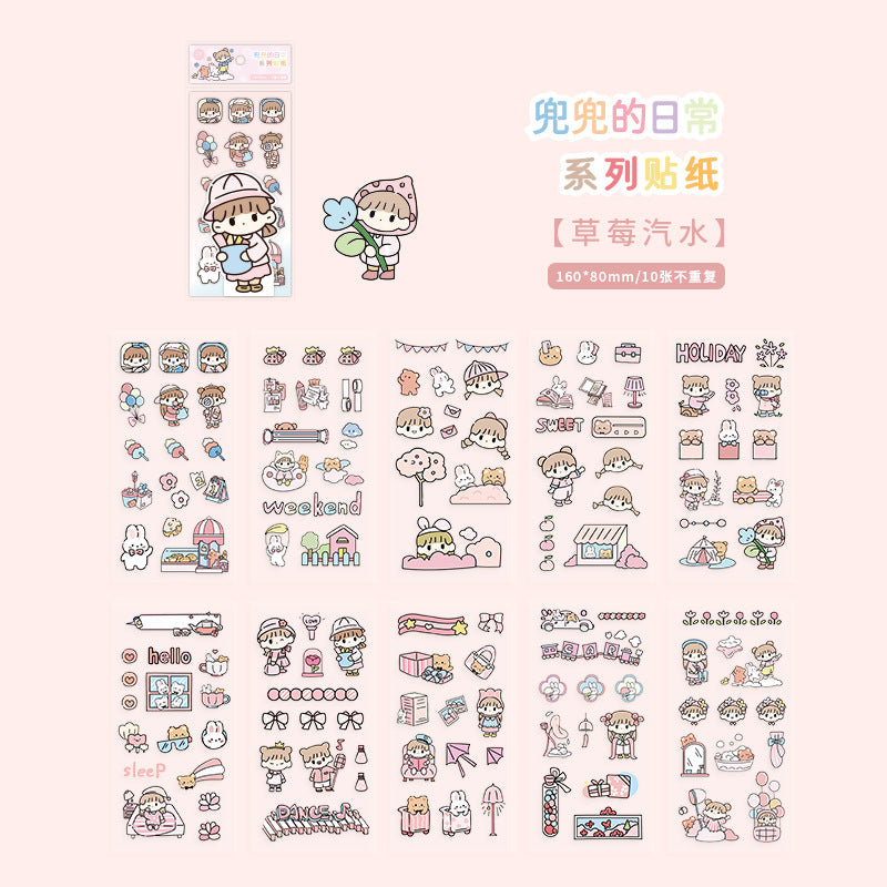 Pet waterproof hand account girl stickers 10pcs/lot #s3998