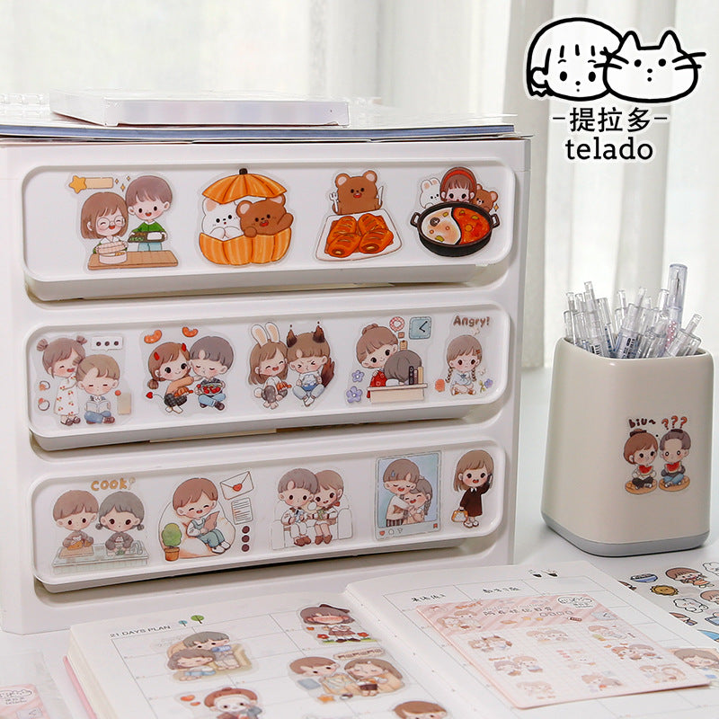 Couple dating daily cute girl hand account waterproof sticker #s8957