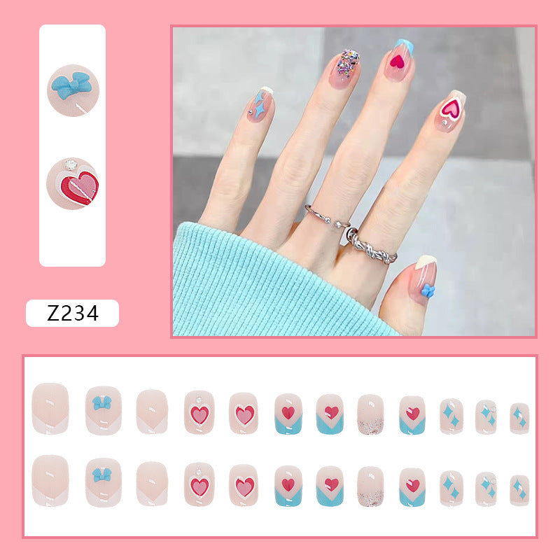 24pcs Nail Art Patches Love Butterfly Detachable Finished Products Fake Nail #N1652