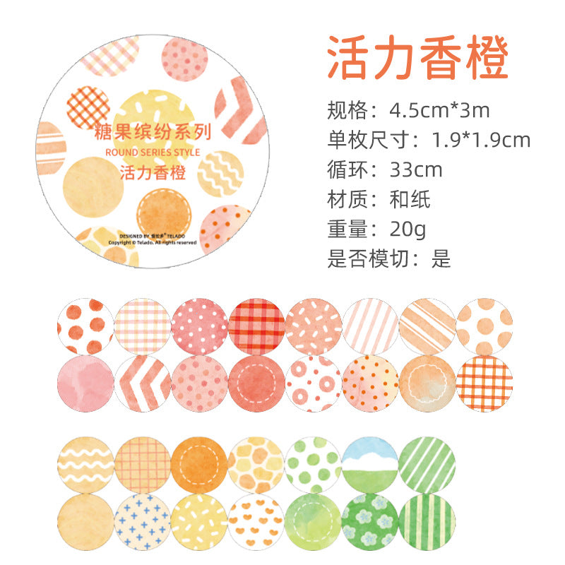 Round Colored Tape Stickers 4.5cm*3m #st8486