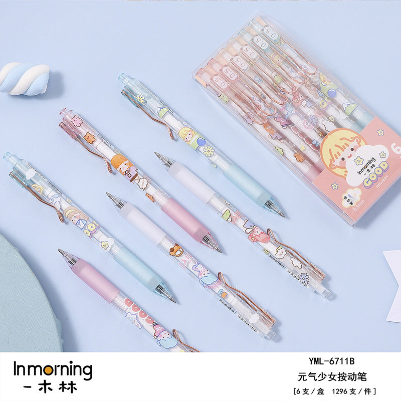 Girls Press Gel Pens 6 pcs/lot #p3528