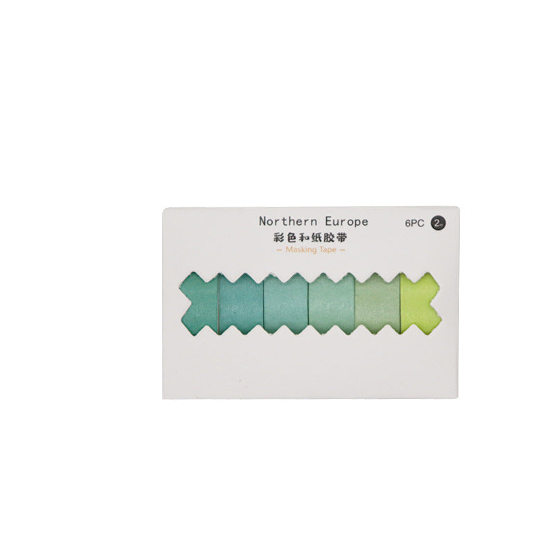 6 Pcs/Box Rainbow Washi Tape 24Color Stickers 1.5cm*2m #WT5386