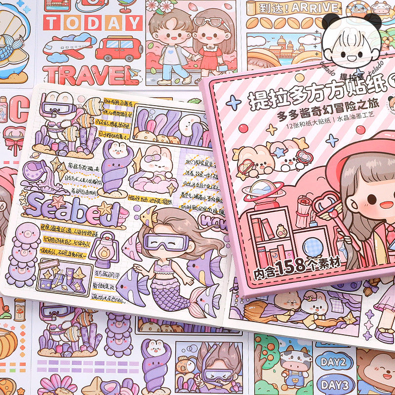 Cute Girl Fantasy Adventure Account Decorative Sticker 12pcs/lot #S8782