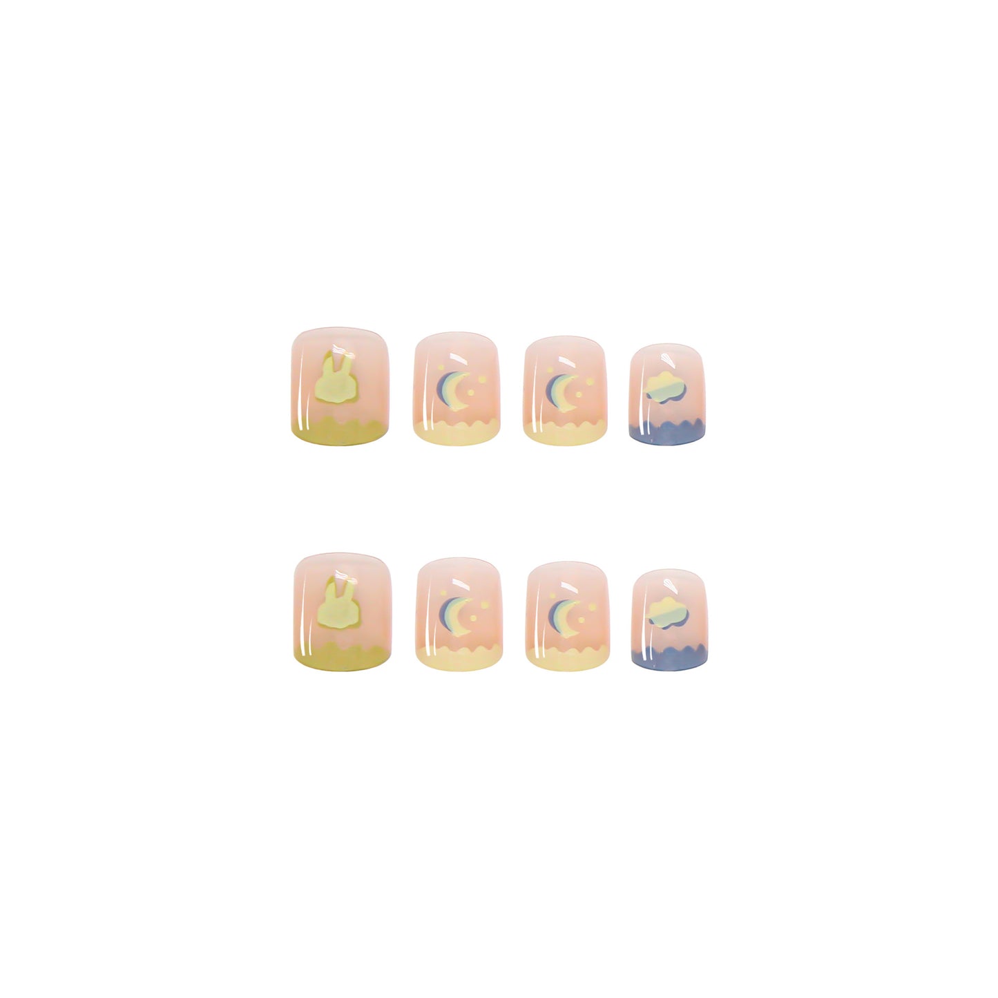 Nail Art Short Cute Hand-painted Wearing Fake Nails Removable Patch #N9497